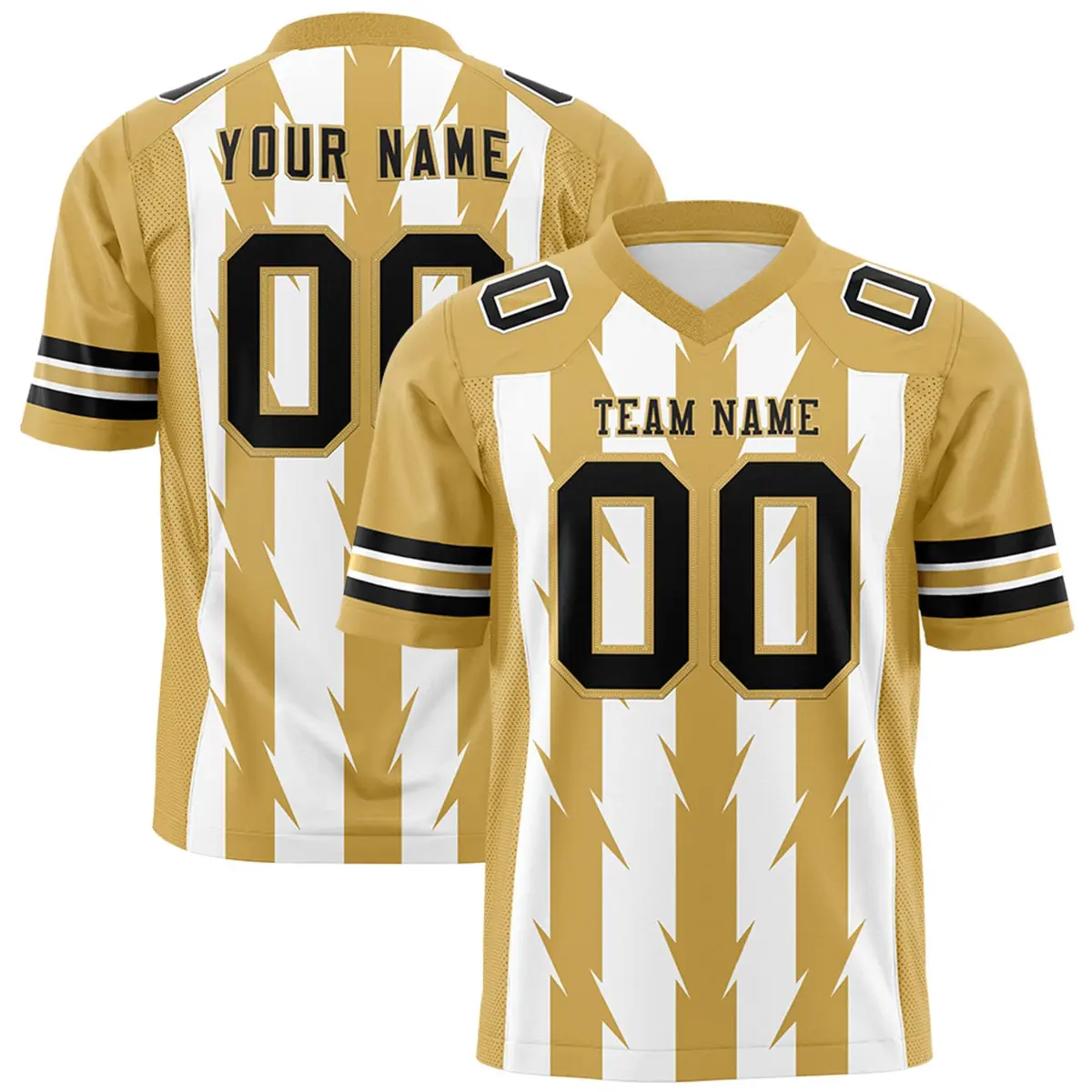 White Old Gold Razr Stripe Graffiti Flag Football Jersey