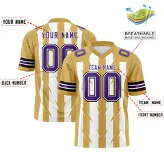 White Old Gold Razr Stripe Graffiti Flag Football Jersey 2
