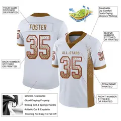 White Old Gold-Red Drift Mesh Football Jersey 2