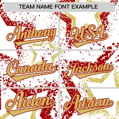 White Old Gold Red Star Ink Graffiti Pattern Baseball Jersey 3