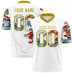 White Old Gold Sleeve Ukiyo-e Auspicious Clouds Graffiti Football Jersey 1