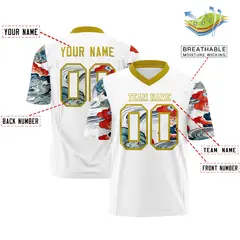 White Old Gold Sleeve Ukiyo-e Auspicious Clouds Graffiti Football Jersey 2