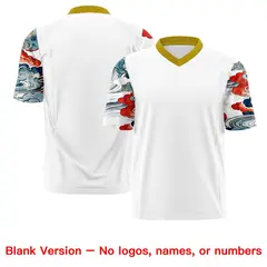 White Old Gold Sleeve Ukiyo-e Auspicious Clouds Graffiti Football Jersey 7