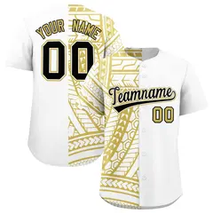White Old Gold Split Tribal Baseball Jersey