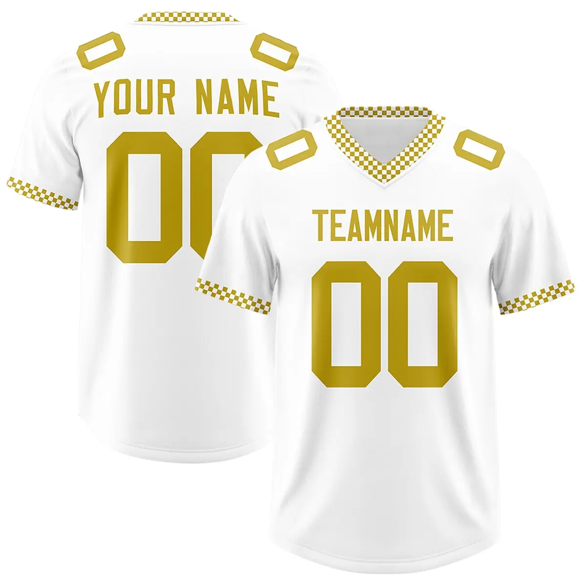 White Old Gold Square Neckline Football Jersey