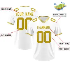White Old Gold Square Neckline Football Jersey 2