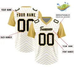 White Old Gold Star Pattern Raglan Authentic Football Jersey 2