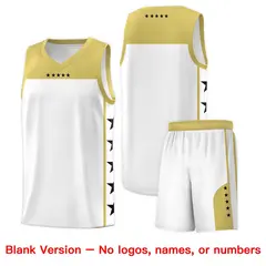 White Old Gold Star Pattern Sports Basketball Jersey 2