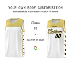 White Old Gold Star Pattern Sports Basketball Jersey 4