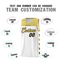 White Old Gold Star Pattern Sports Basketball Jersey 5