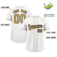 White Old Gold Star Ribbing Authentic Baseball Jersey 2