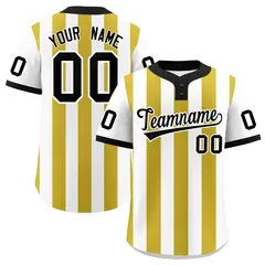 White Old Gold Stripe Two-Button Softball Jersey