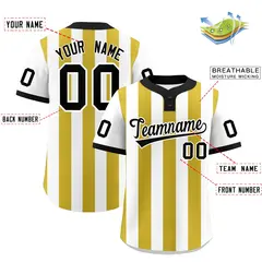 White Old Gold Stripe Two-Button Softball Jersey 2