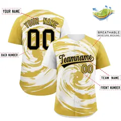 White Old Gold Swirl Graffiti Baseball Jersey 2