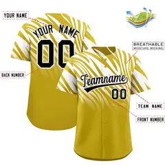 White Old Gold Tiger Stripe Gradient Animal Print Baseball Jersey 2