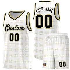 White Old Gold Trailblazer Dot Pattern Basketball Jersey 1