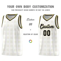 White Old Gold Trailblazer Dot Pattern Basketball Jersey 3