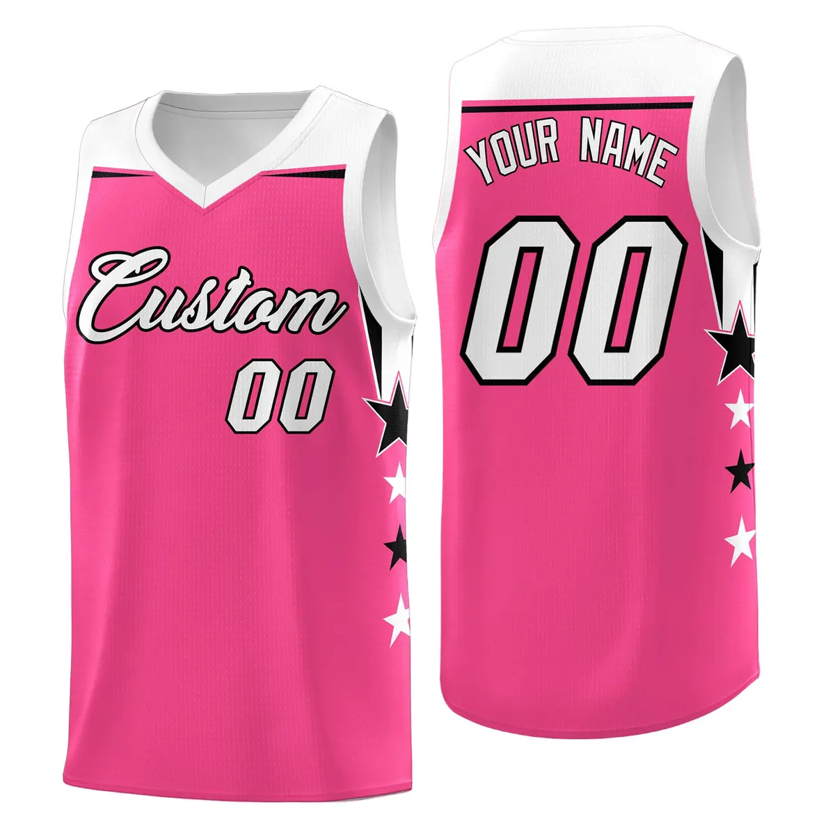 White Old Gold Two Tone Side Star Color Block Quick-Drying Basketball Jersey