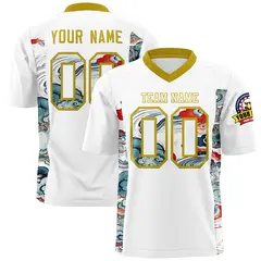 White Old Gold Ukiyo-e Auspicious Clouds Graffiti Football Jersey 1