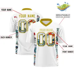 White Old Gold Ukiyo-e Auspicious Clouds Graffiti Football Jersey 2