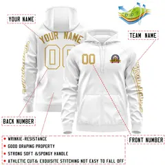 White Old Gold Varsity Full-Zip Letterman Jacket Hoodie 4