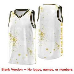 White Old Gold Vice Burst Graffiti Pattern Basketball Jersey 6