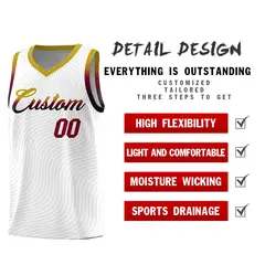 White Old Gold Wave Pattern Sports Uniform Basketball Jersey 2