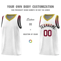 White Old Gold Wave Pattern Sports Uniform Basketball Jersey 3