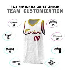 White Old Gold Wave Pattern Sports Uniform Basketball Jersey 4