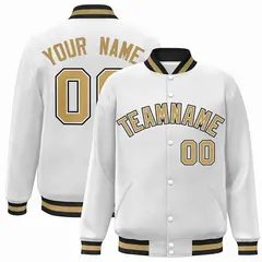 White Old Gold-White Varsity Full-Snap Letterman Jacket 1
