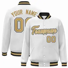 White Old Gold-White Varsity Full-Snap Letterman Jacket