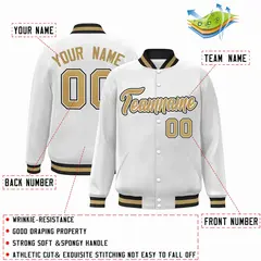 White Old Gold-White Varsity Full-Snap Letterman Jacket 2
