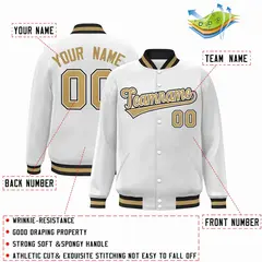 White Old Gold-White Varsity Full-Snap Letterman Jacket 2