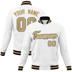 White Old Gold-White Varsity Full-Snap Letterman Jacket