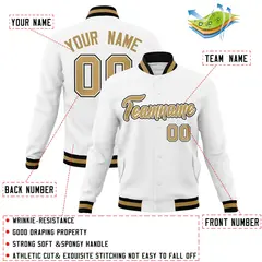 White Old Gold-White Varsity Full-Snap Letterman Jacket 4