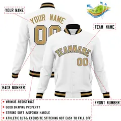 White Old Gold-White Varsity Full-Snap Letterman Jacket 4
