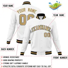 White Old Gold-White Varsity Full-Snap Letterman Jacket 4