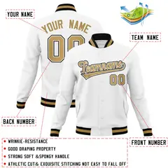 White Old Gold-White Varsity Full-Snap Letterman Jacket 4