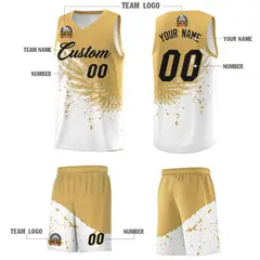 White Old Gold Wing Pattern Basketball Sports Uniform Jersey 5