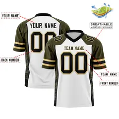 White Olive-Black Raglan Side Pattern Football Jersey 2