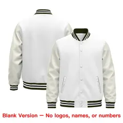 White Olive Black Varsity Jacket with Leather Sleeves Wrinkle-Resistant 6