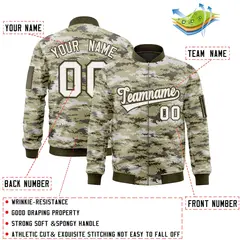 White Olive Camo Varsity Full-Zip Letterman Bomber Jacket 2