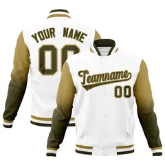 White Olive Desert Yellow Gradient Raglan Varsity Letterman Jacket 1