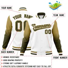 White Olive Desert Yellow Gradient Raglan Varsity Letterman Jacket 2