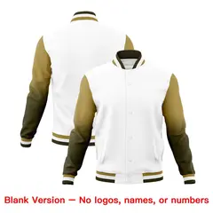 White Olive Desert Yellow Gradient Raglan Varsity Letterman Jacket 7