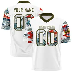 White Olive Sleeve Ukiyo-e Auspicious Clouds Graffiti Football Jersey