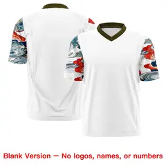 White Olive Sleeve Ukiyo-e Auspicious Clouds Graffiti Football Jersey 7