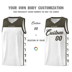 White Olive Star Pattern Team Basketball Jersey 3