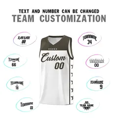 White Olive Star Pattern Team Basketball Jersey 4