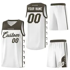 White Olive Star Pattern Team Basketball Jersey 6